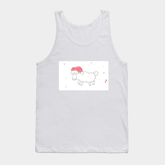 Sheep in Santa Claus hat, pet, xmas, holiday. Watercolor illustration on a winter theme, congratulations Tank Top by grafinya